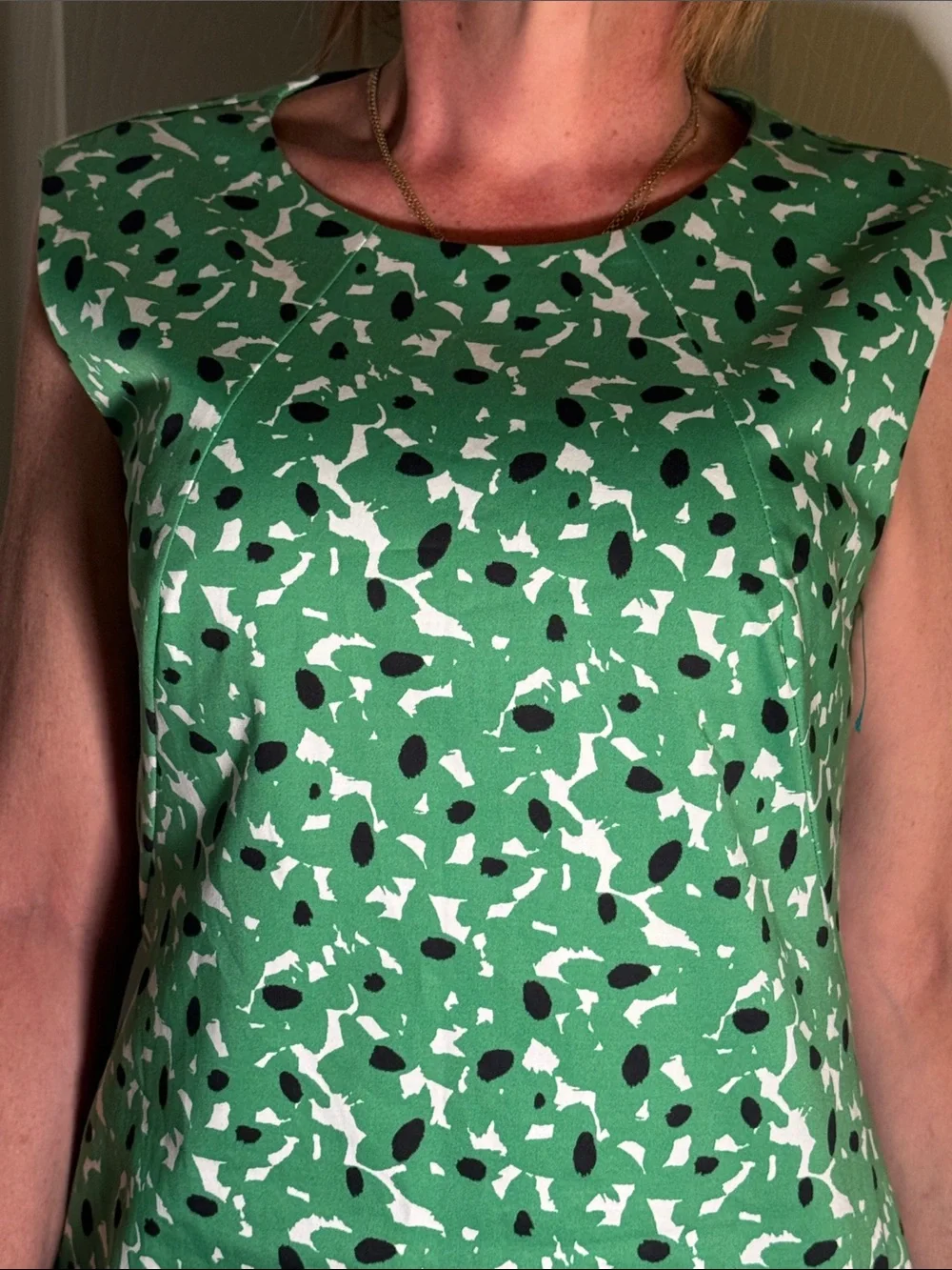 HUGO BOSS GREEN ABSTRACT PRINT MIDI DRESS US 8 SHEATH